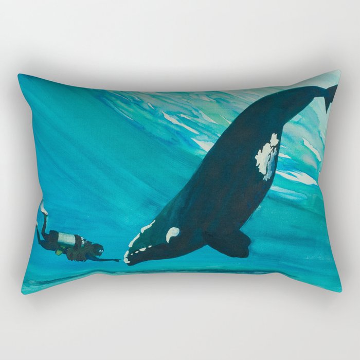 Whale & Diver Rectangular Pillow