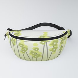 Hello Spring Green/Black Retro Plants with Flowers White Background #decor #society6 #buyart Fanny Pack