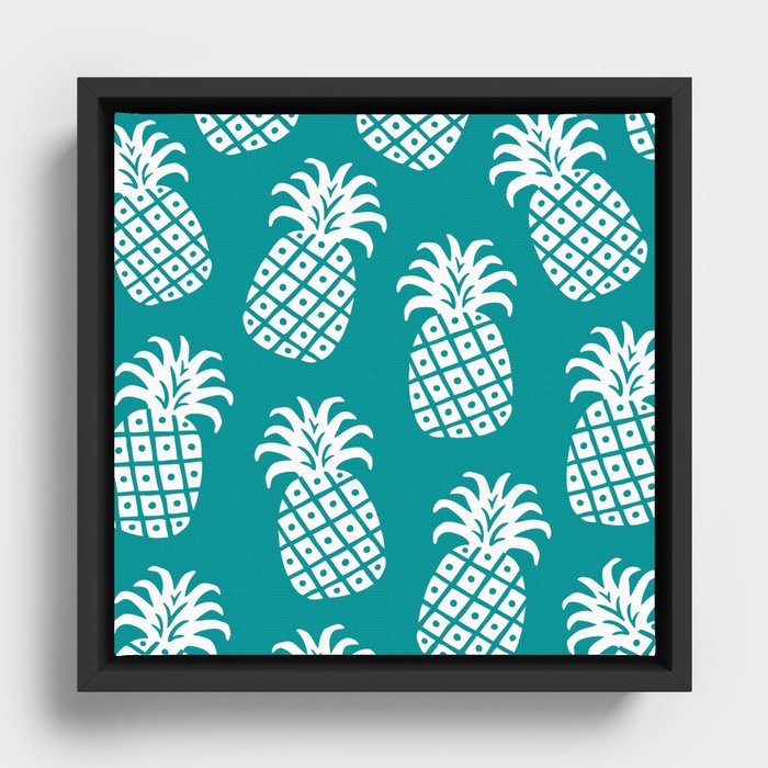 Pineapple Twist 329 Turquoise Green Framed Canvas