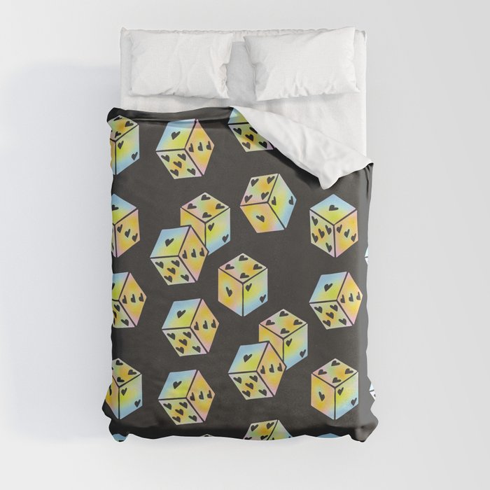 Love Gamble \\ Heart Dice Pattern, Color Aura Duvet Cover