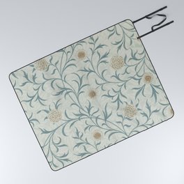 William Morris Vintage Scroll Loden Slate Picnic Blanket