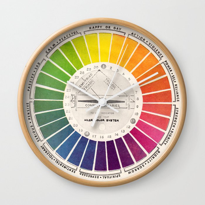 Vintage Color Wheel - Art Teaching Tool - Rainbow Mood Chart Pride Wall Clock