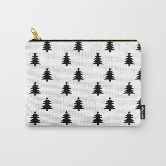 Black and White Christmas Trees Carry-All Pouch