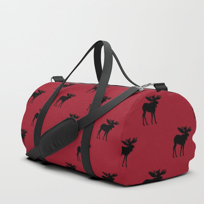 Bull Moose Silhouette - Black on Red Duffle Bag