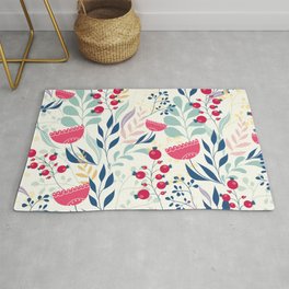 Beautiful Flowers Pattern Rug | Travel, Cartoon, Stencil, Acrylic, Comic, Pillow, Graphicdesign, Vector, Rose, Illustration 
