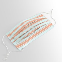 [ Thumbnail: Light Cyan and Light Salmon Colored Stripes/Lines Pattern Face Mask ]