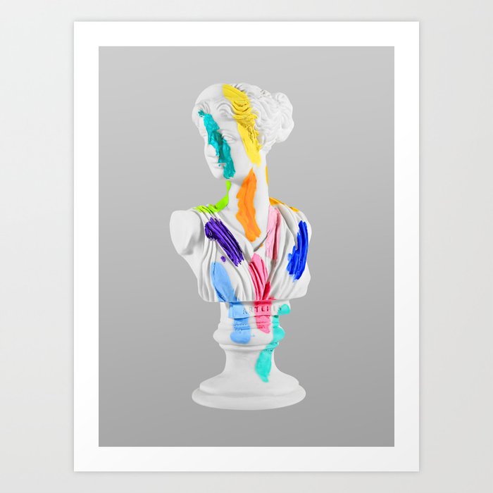A Grecian Bust With Color Tests Art Print