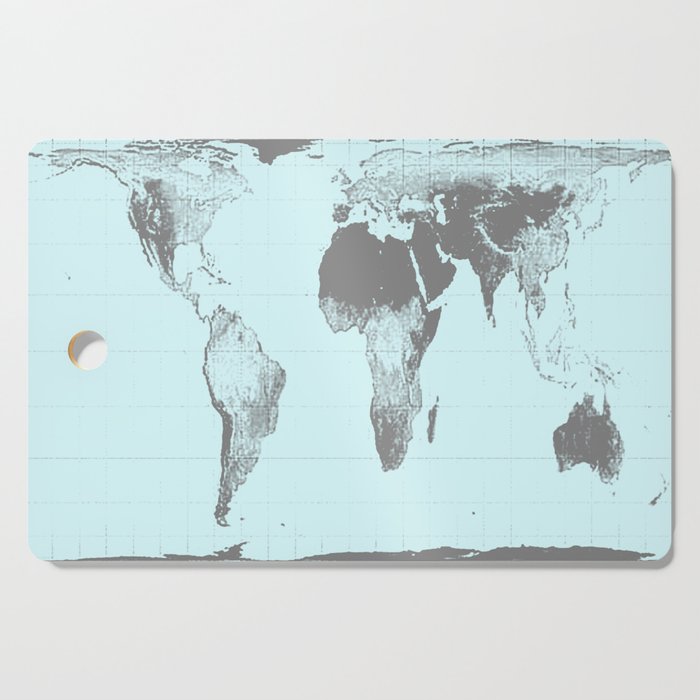 World Map : Gall Peters Aqua Cutting Board