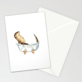 Otter taking bath watercolor Stationery Card