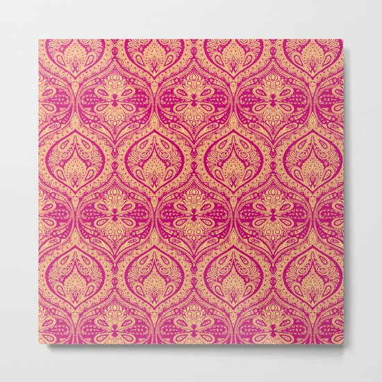 Simple Ogee Pink Metal Print