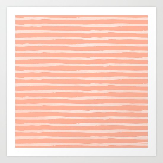 Sweet Life Thin Stripes Peach Coral Pink Art Print
