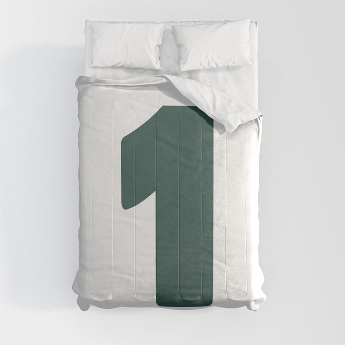 1 (Dark Green & White Number) Comforter