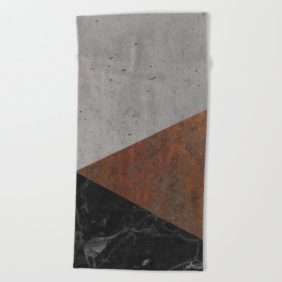 Concrete, rusted iron, marble abstract Beach Towel