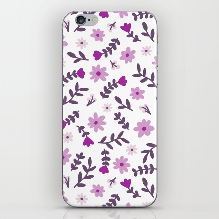 Purple Flower Pattern (purple/white) iPhone Skin
