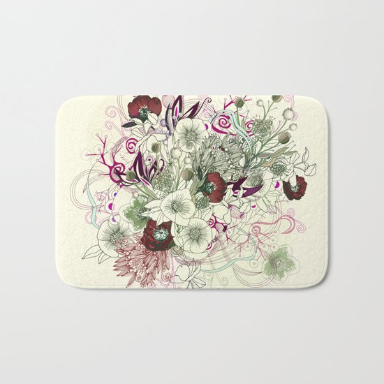 Zentangle Floral mix II Bath Mat