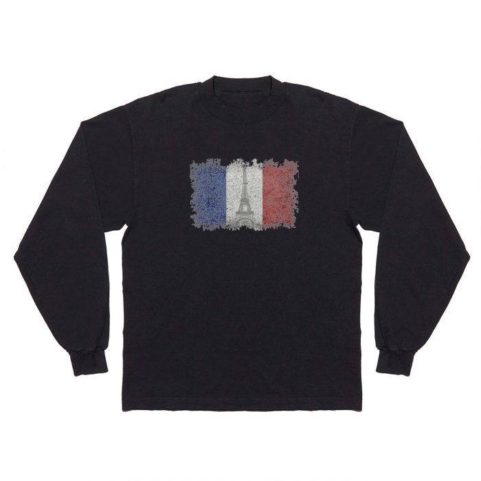 French flag with Eiffel Tower Long Sleeve T Shirt