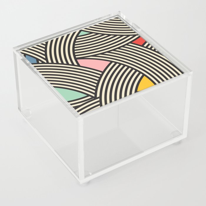 Modern Scandinavian Multi Colour Color Curve Graphic Acrylic Box