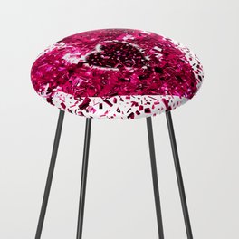 Shattered Pink Magenta Disco Heart Counter Stool