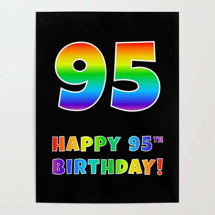 HAPPY 95TH BIRTHDAY - Multicolored Rainbow Spectrum Gradient Poster