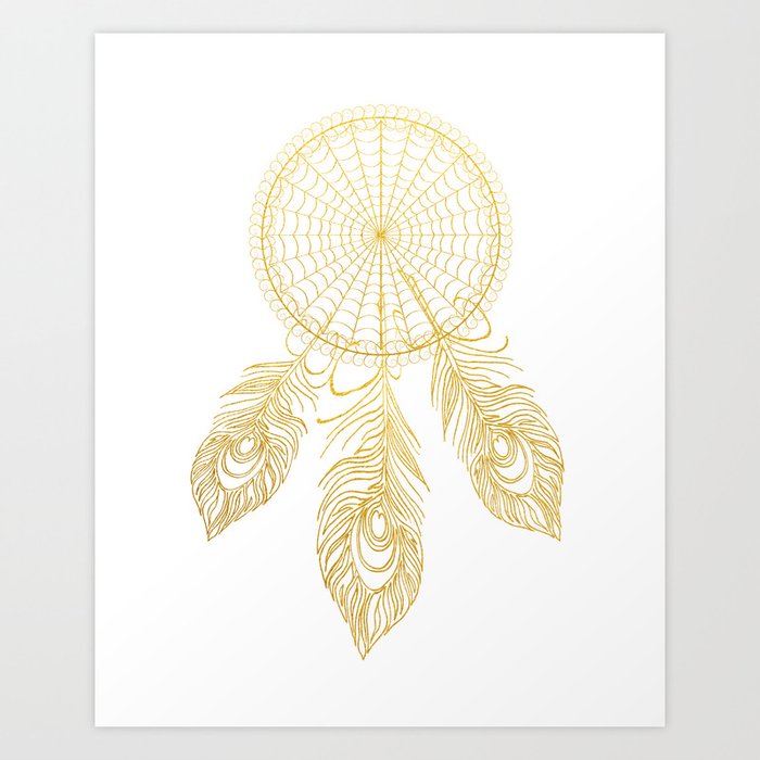 dreamcatcher with peacock feathers drawing