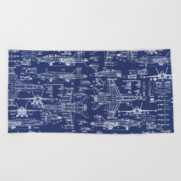F-18 Blueprints Beach Towel