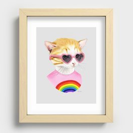 Rainbow Kitten Art Recessed Framed Print | Painting, Animal, Hearts, Rainbow, Petportrait, Kidsroom, Ryanberkley, Nurseryart, Kitten, Girlsroom 