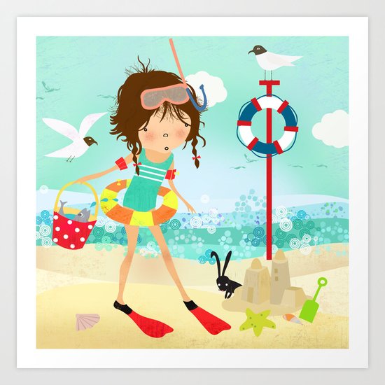 Emma and the sea Art Print
