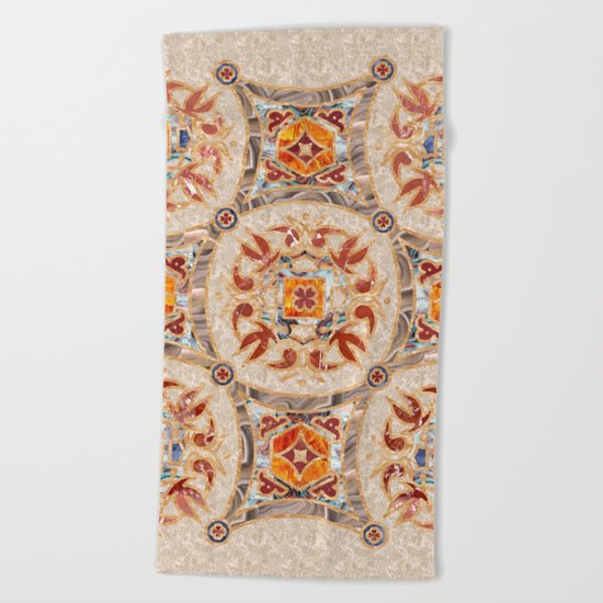 Brown Mandala 01 Beach Towel
