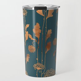 Art Deco Copper Flowers  Travel Mug