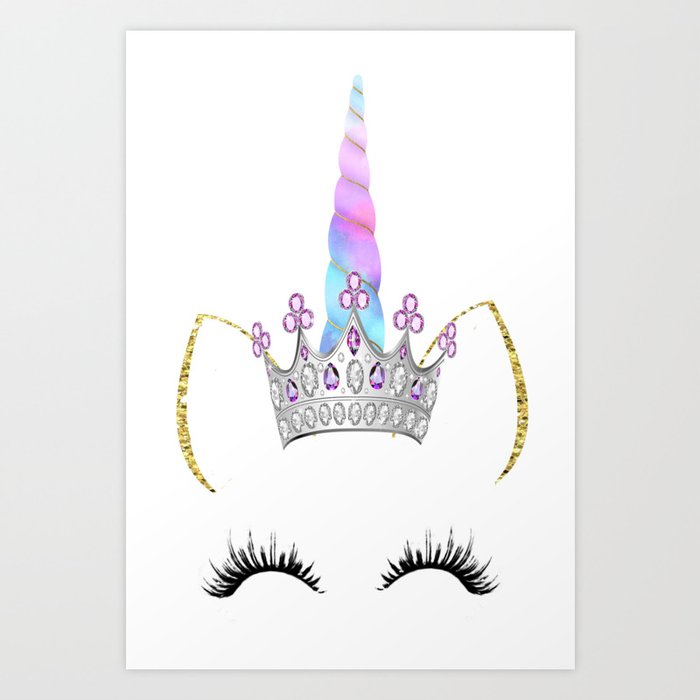 Unicorn Face Gold Glitter Art Print By Themorganway Society6