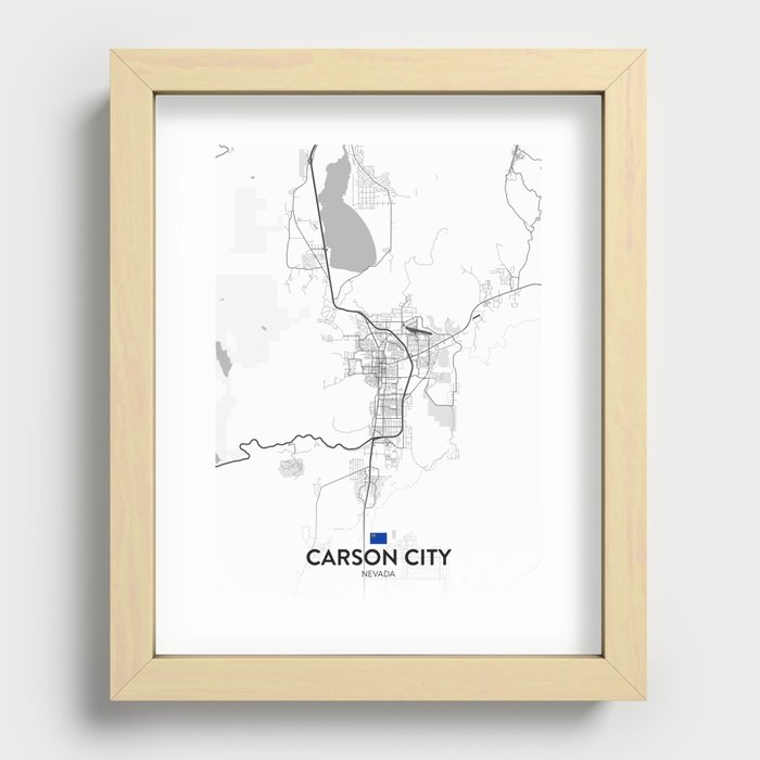 Carson City, Nevada, United States - Light City Map Recessed Framed Print