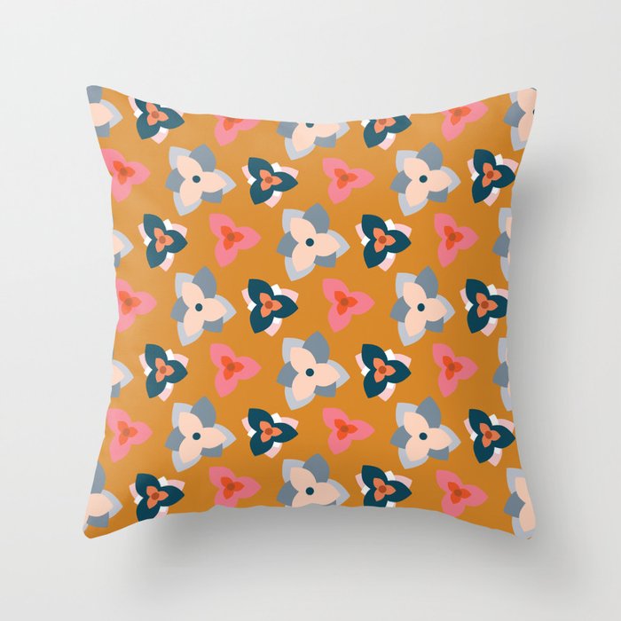 Triangular Flowers Pattern Artwork 04 Color 02 Throw Pillow