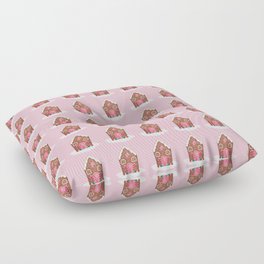 Pink Gingerbread House Floor Pillow