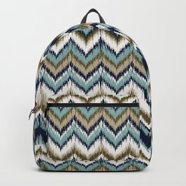 8-Bit Ikat Pattern – Blue & Tan Backpack