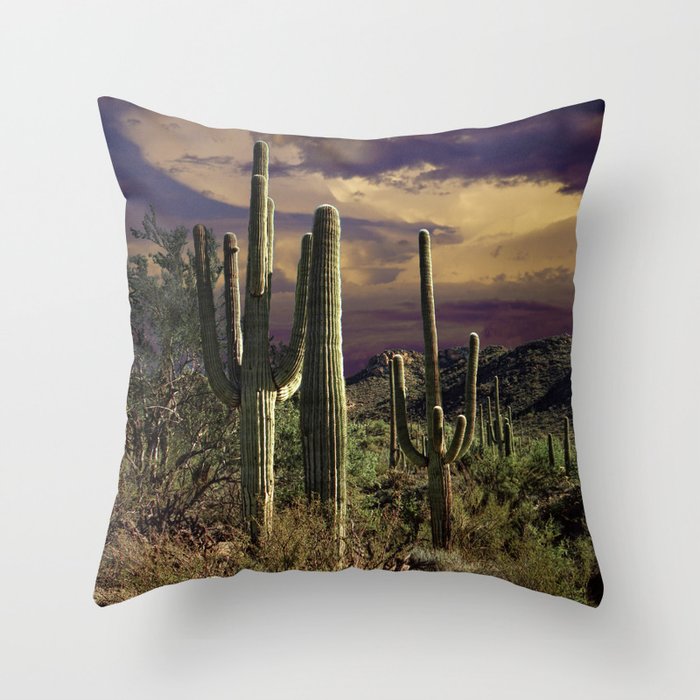 Saguaro Cactuses in Saguaro National Park Throw Pillow