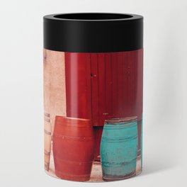 Colorful rain barrels | Blue and Red | France | Sarlat Can Cooler