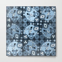 Cryptocurrency money blue pattern Metal Print | Business, Graphicdesign, Economics, Pattern, Beautiful, Trading, Market, Currency, Abstract, Trade 