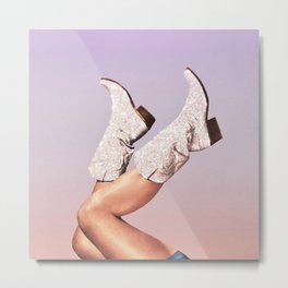 These Boots - Glitter Purple Miami Vibes Metal Print