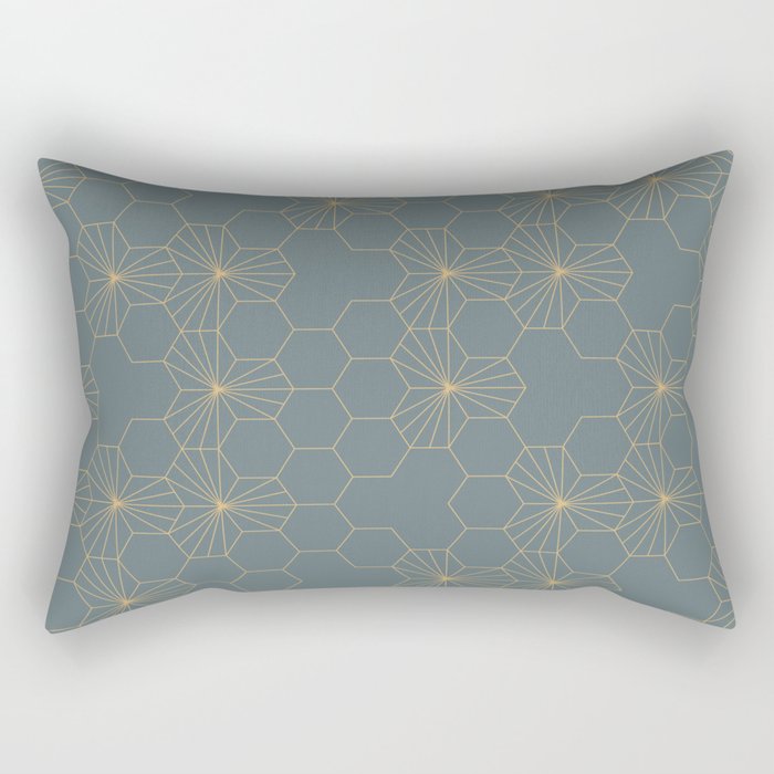 Geometric flowers slate gray and yellow Rectangular Pillow