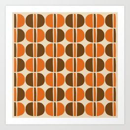 Mid Century Modern Geometric Pattern 127 Autumn Brown and Orange Art Print