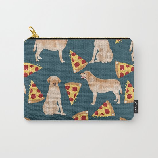 Yellow Labrador pizza cheesy slice of pizza food trendy pet gifts for yellow lab owners dog breed Carry-All Pouch