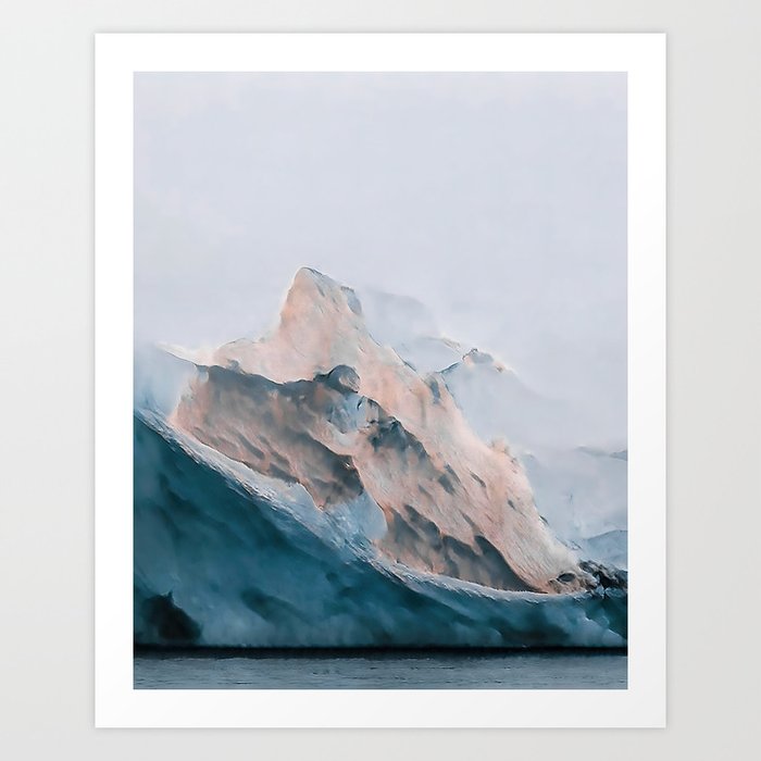 Painterly glacial iceberg during sunset – Arctic Iceberg Photography Art Print