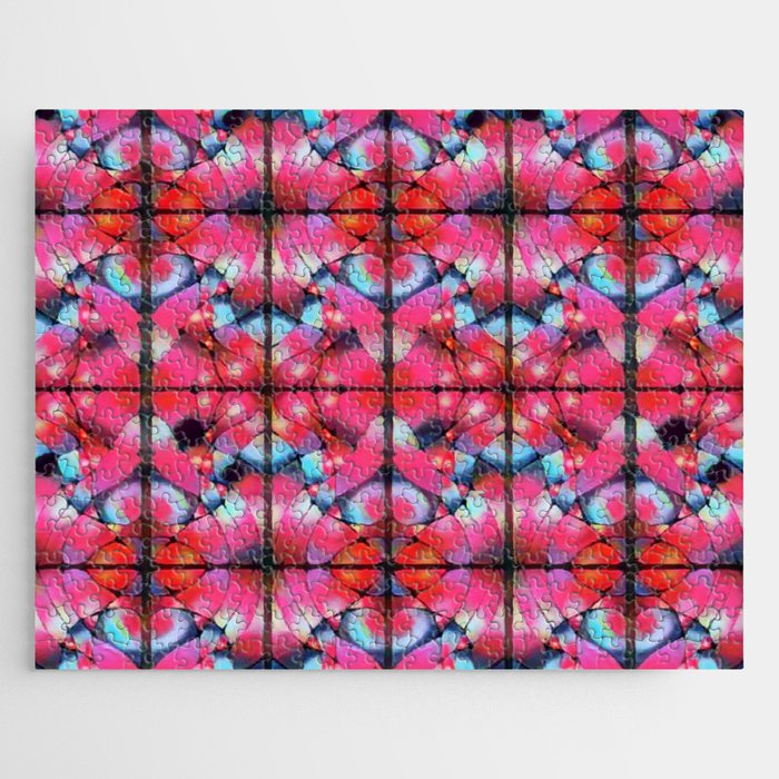 Fushia Neurographic Art Seamless Pattern  Jigsaw Puzzle