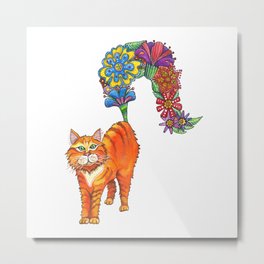 Classy Cat Chloe Metal Print | Orangetabby, Tabby, Fashionista, Painting, Decor, Feline, Illustration, Whimsical, Cute, Nature 