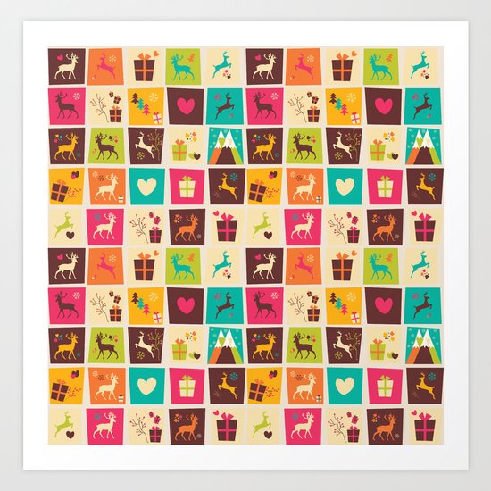 Christmas square pattern 02 Art Print