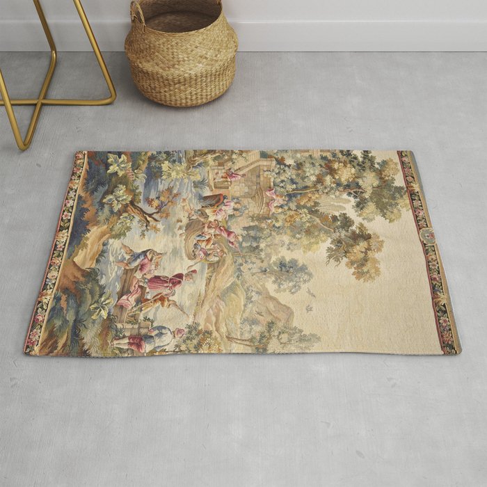 Antique Aubusson Louis XV French Tapestry Rug