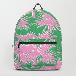 70’s Retro Palm Springs Pink on Kelly Green Backpack | Modern, Skateboard, Desert, Drawing, Las Vegas, Palms, 60S, Green, Pink, Spring 
