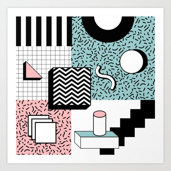 Abstract Pastel 80s Pop Art Retro Pattern Art Print By