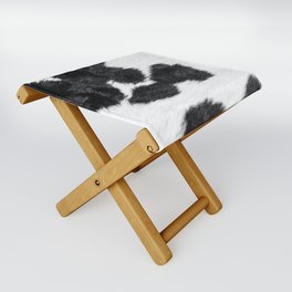 Modern Minimal Cowhide in Black and White Folding Stool
