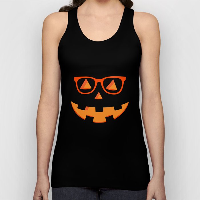 Nerdy Pumpkin Halloween Scary Funny Creepy Design Tank Top